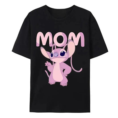 Stitch  Adult Dad Mom T-Shirt Tops Man Woman Summer Parent-child Clothing Tee Family Clothes Cartoon Anime