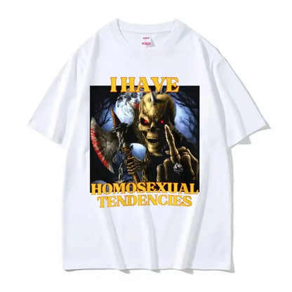 Homosexual Tendencies Funny Hard Skeleton Meme T-shirt Men Fashion Harajuku Cool Vintage T Shirt Male Casual High Quality Tshirt