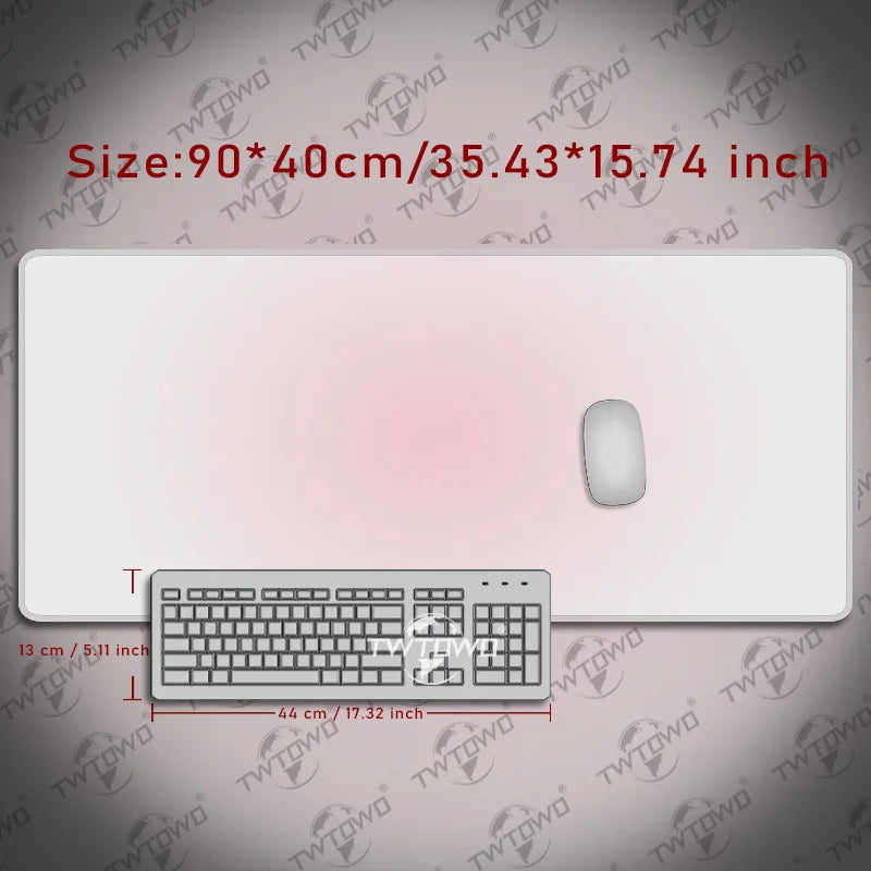 Mouse Pad White Pink Gamer printon demand New Mousepad XXL Mechanical Keyboard Pad Natural Rubber Office Non-Slip Soft Table Mat