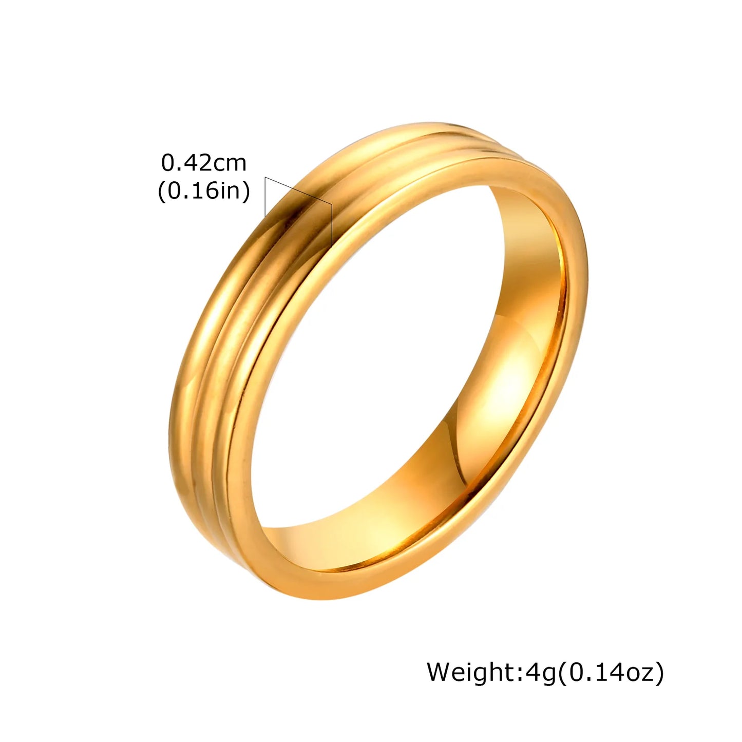 Set of 2 Stacking Ring for WomenStainless Steel 2mm Thin Gold Color Dome Shap Minimalist Jewelry