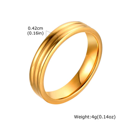 Set of 2 Stacking Ring for WomenStainless Steel 2mm Thin Gold Color Dome Shap Minimalist Jewelry