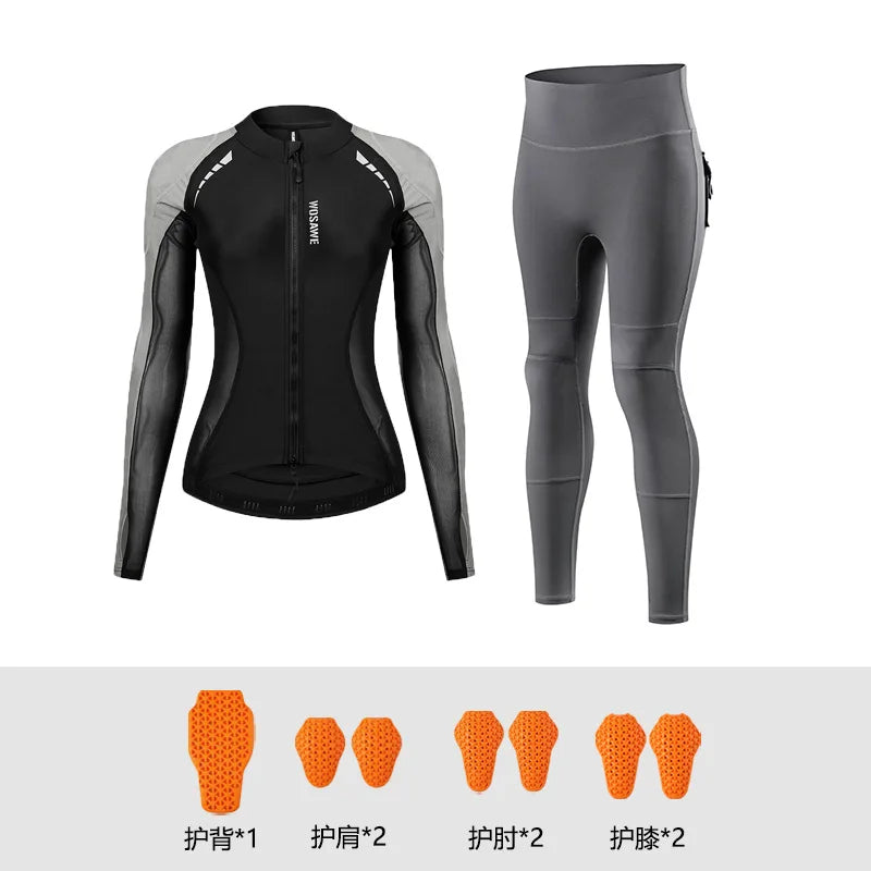 WOSAWE Women Motorcycle Jacket and Pants Set with Removable Pads Soft Protective Gear CE Certified Safety Moto Racing Clothes