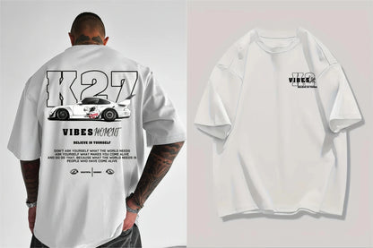 Super Cool Fashion Sports Car Graphic T-shirt Summer Men's 100% Cotton Round Neck Tops Casual Loose Hip-hop Streetwear