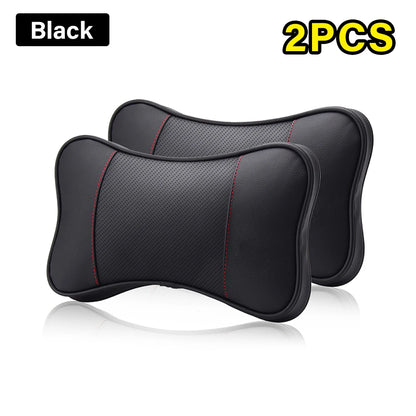 2PCS Cowhide Car Neck Pillows Soft Breathable Universal Seat Headrest Support Auto Interior Decoration Top Quality