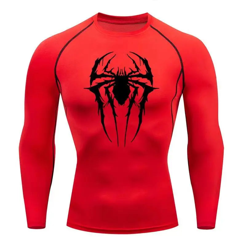 Casual Anime Print Running Compression T-Shirt Men Quick-Drying Fitness Sportswear Gym Sports Long Sleeve Breathable Top S-3XL