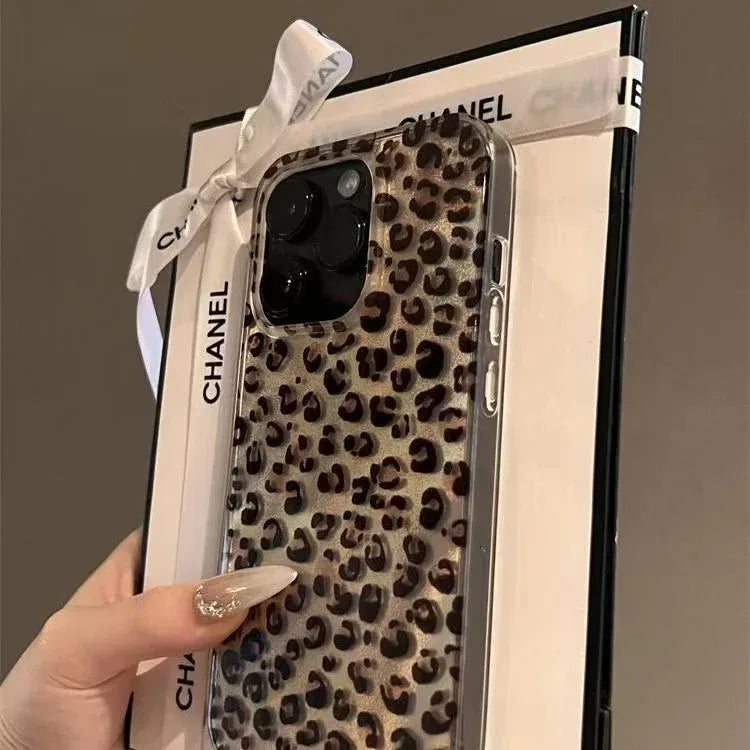 Cute Leopard Print Clear Phone Case For iPhone 16 15 14 13 12 11 Pro Max 16E XS XR X 7 8 Plus SE Shockproof Silicone Soft Cover