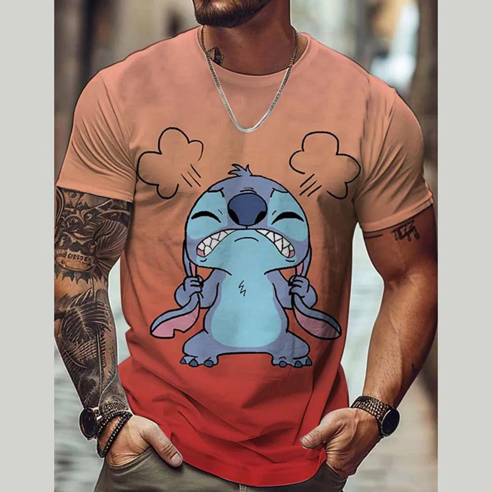 Disney Lilo Stitch 3D Printed T-shirts for Men and Women O-neck Short Sleeve Casual T-shirts Boys Girls Street Fashion Summer