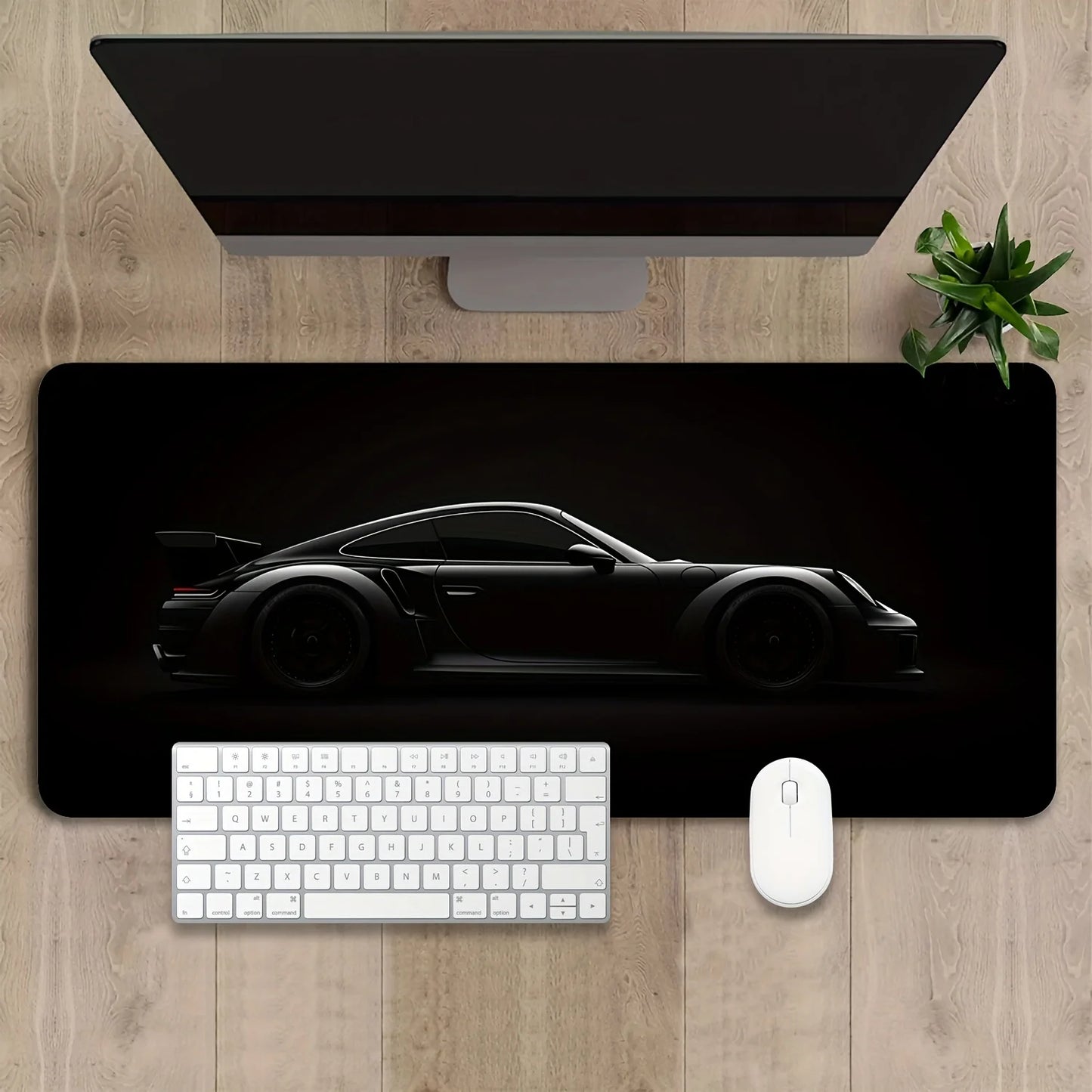 Large Matte Black Gaming Mouse Pad Sports Car Design Anti-Slip Rubber Base Desk Mat for Offices, Home, and Gaming Keyboards Mats