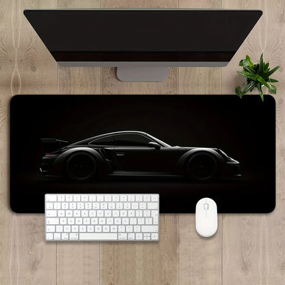 Large Matte Black Gaming Mouse Pad Sports Car Design Anti-Slip Rubber Base Desk Mat for Offices, Home, and Gaming Keyboards Mats