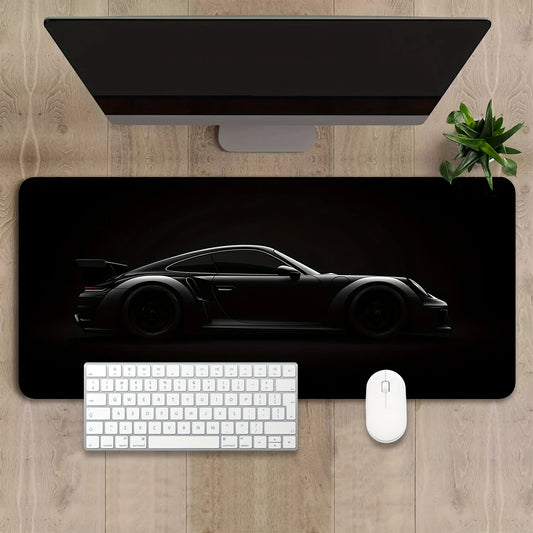 Large Matte Black Gaming Mouse Pad Sports Car Design Anti-Slip Rubber Base Desk Mat for Offices, Home, and Gaming Keyboards Mats