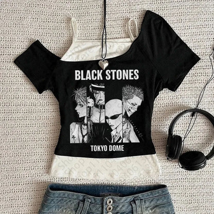 Y2k Nana Osaki Graphic T Shirts Casual Harajuku Streetwear Japanese Clothes Fashion Rock Punk Sleeveless Tanks & Camis Coquette