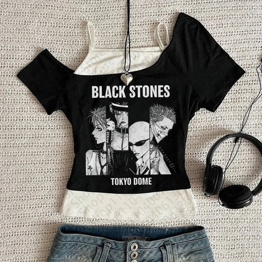 Y2k Nana Osaki Graphic T Shirts Casual Harajuku Streetwear Japanese Clothes Fashion Rock Punk Sleeveless Tanks & Camis Coquette