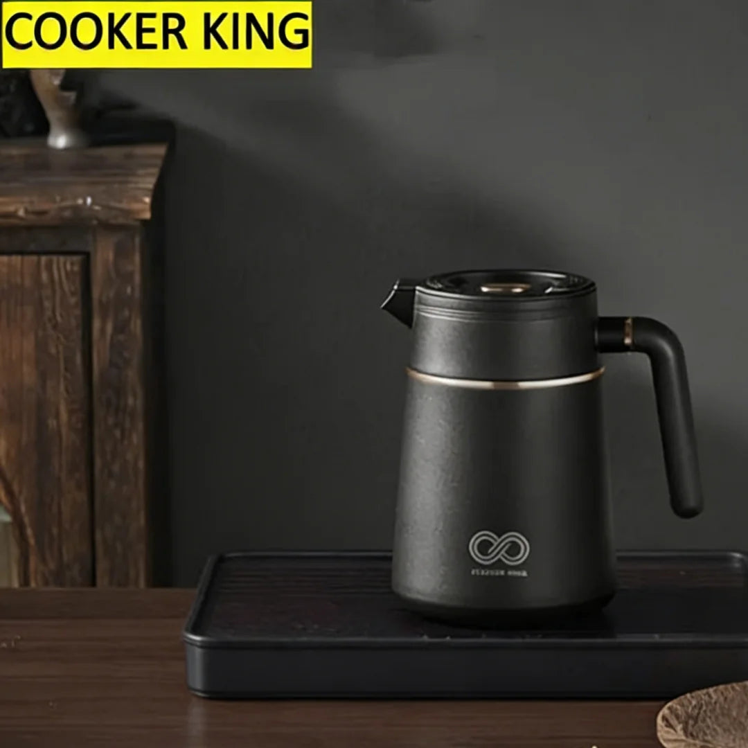 COOKER KING 1L Stainless Steel Thermal Carafe Flask Jug, Vacuum Insulated Coffee Pot For Keeping Hot/Cold Coffee, Tea, Water