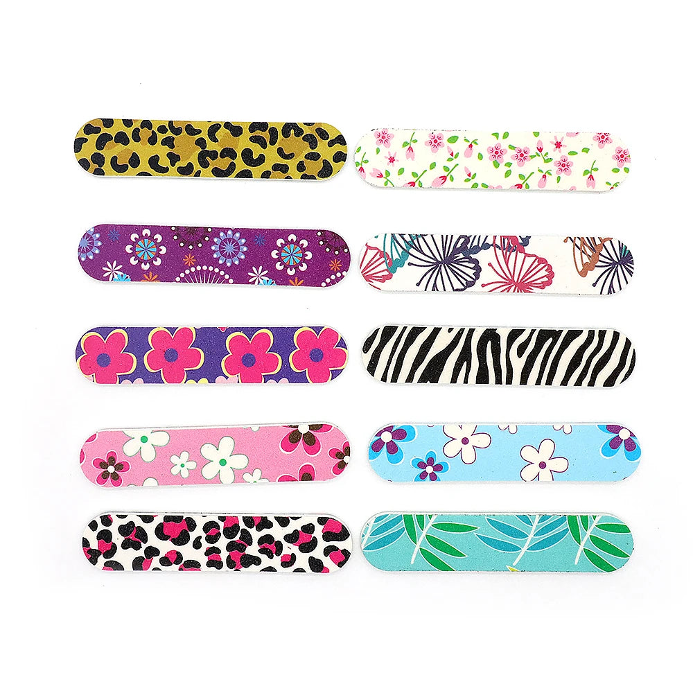 20pcs 9cm Cartoon Printed Emery Board Nail Files Beauty Assorted Cute Patterns Double Sided Manicure Pedicure Tools Nail Care