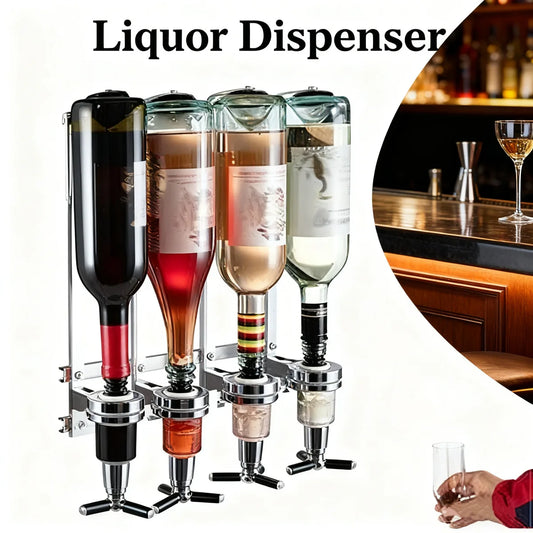 Alcohol Liquor Dispenser 1-6 Bottle Wall Rotating, Mounted Cocktail Shaker Stand Whisky Wine Beer Alcohol Bar Beverage Dispenser