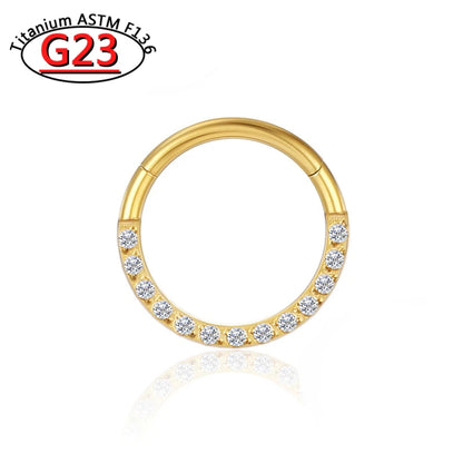 G23 Titanium Piercing Double Layered Triple Stack Hinged Zircon Nose Ring Helix Cartilage CZ Small Cartilage Septum Clicker