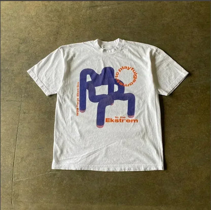Fashion Tee Women Men T-shirt Y2K Loose Street Letter Print Short Sleeve Casual T-shirt 2025 Summer Retro Harajuku Top