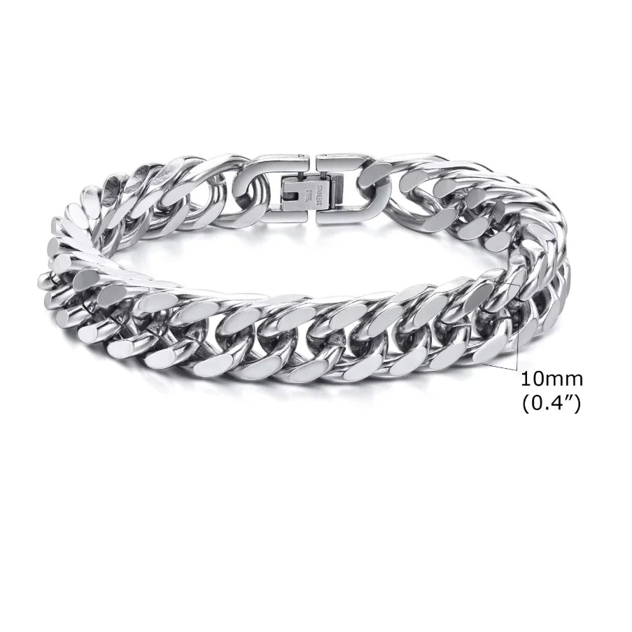 Vnox 8mm/12mm Bold Heavy Stainless Steel Cuban Bracelets for Men Boys,Oxidized Metal Wristband,Punk Rock Chain Bracelet Jewelry