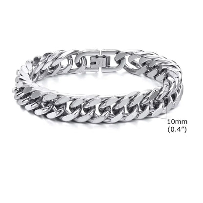Vnox 8mm/12mm Bold Heavy Stainless Steel Cuban Bracelets for Men Boys,Oxidized Metal Wristband,Punk Rock Chain Bracelet Jewelry