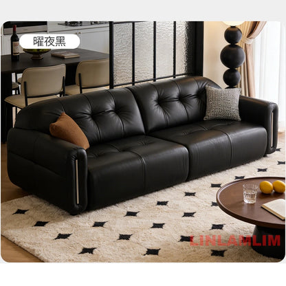 MINGDIBAO Modern Electric Recliner Sofa Bed, Power Adjustable Italian Genuine Leather Couch for Living Room Home Furniture