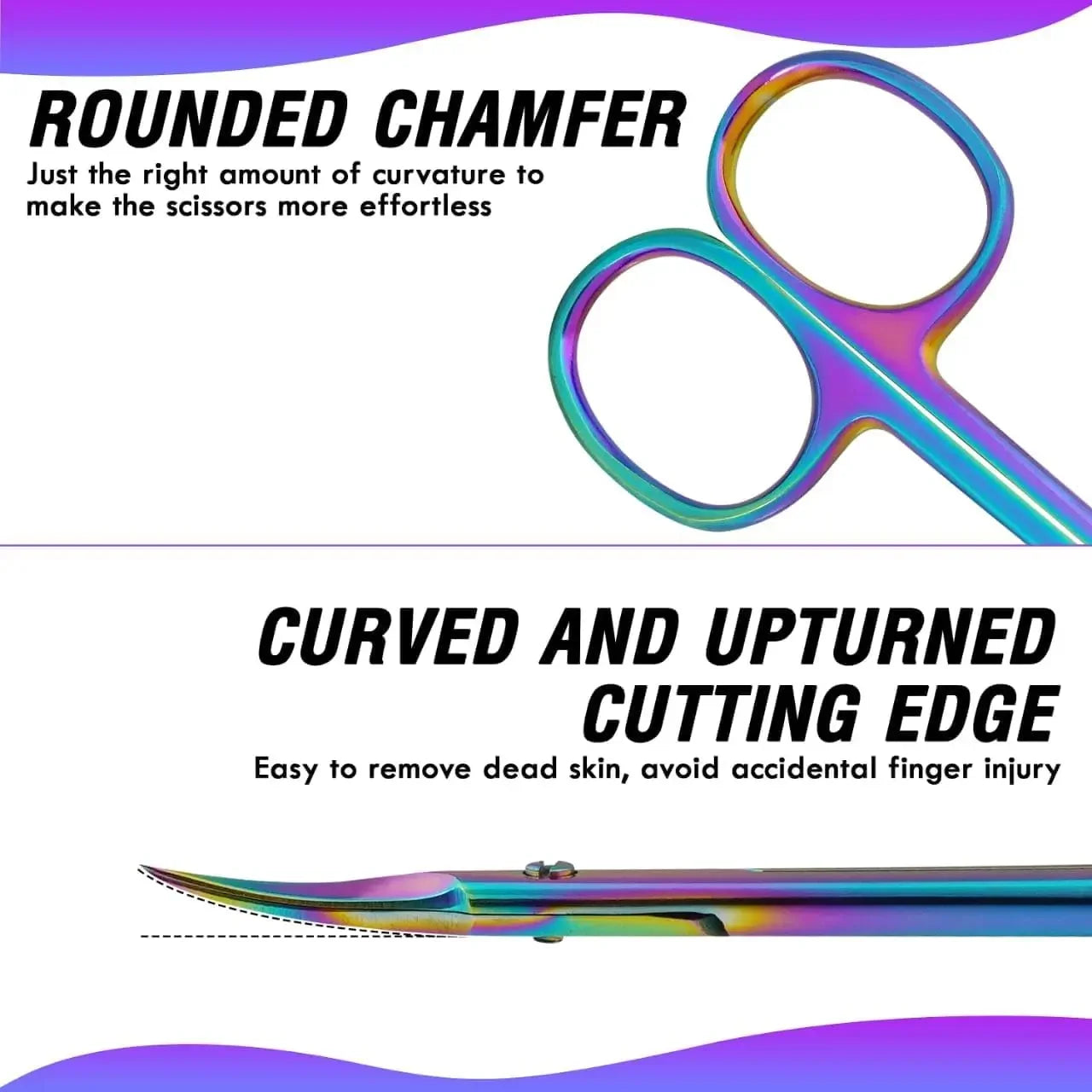 Ultra Fine Cuticle Scissors, Curved Blade Nail Clippers, Eyebrow & Eyelash Trimming Scissors for Manicure and Pedicure