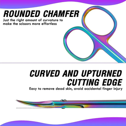 Ultra Fine Cuticle Scissors, Curved Blade Nail Clippers, Eyebrow & Eyelash Trimming Scissors for Manicure and Pedicure