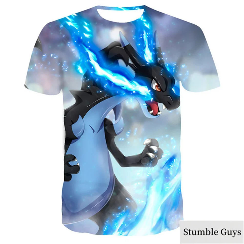 Pokemon 3D T-shirt for Boys and Children T-shirt Pikachu Cartoon Cool T-shirt for Boys and Girls Fashion Men Women Street Tee