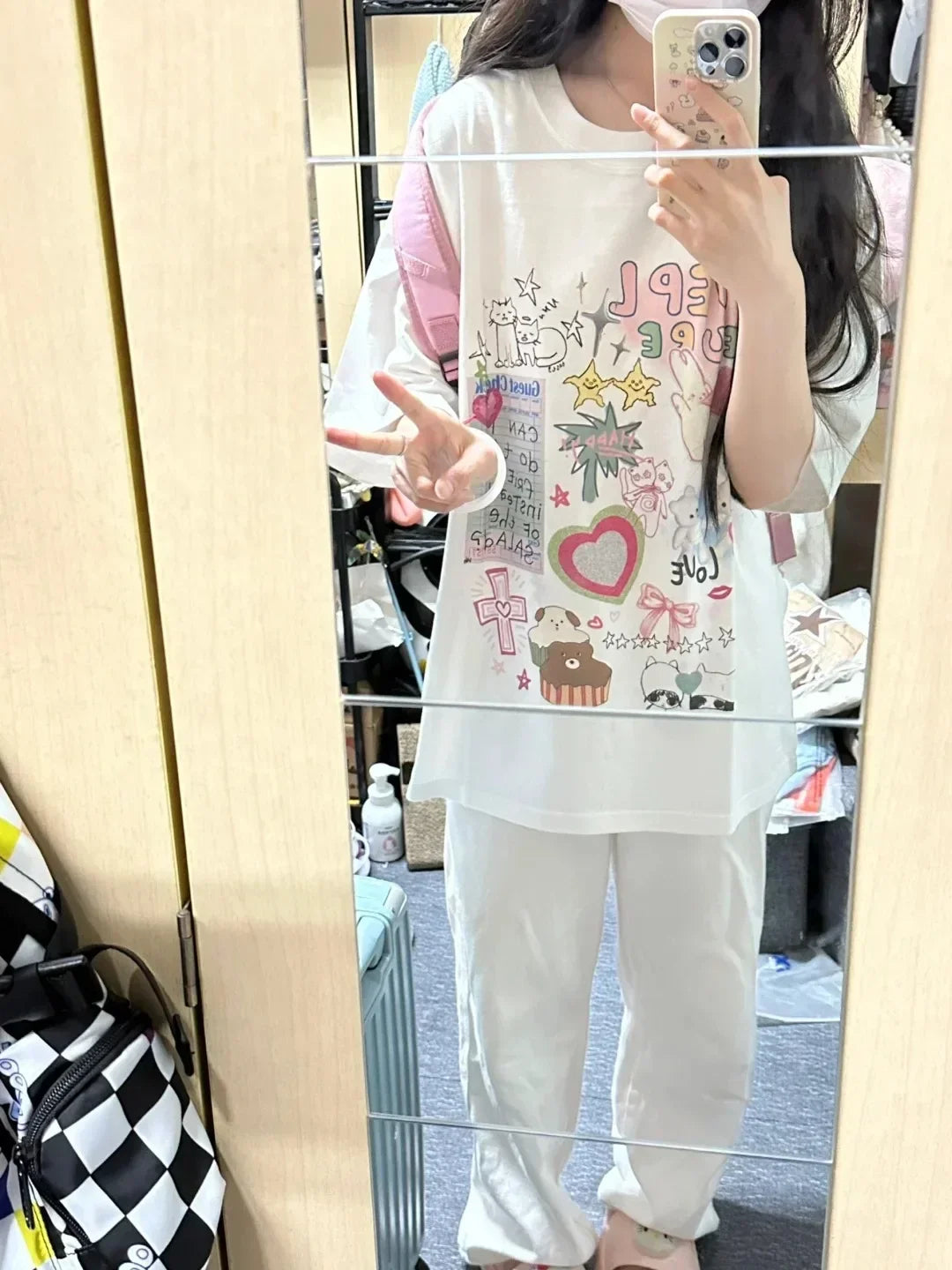 Loose Fit T-irt Cartoon Print Casual Top for Men and Women Y2k Fashion Kawaii Clothes Cute Graphic Printed Unisex T Shirt