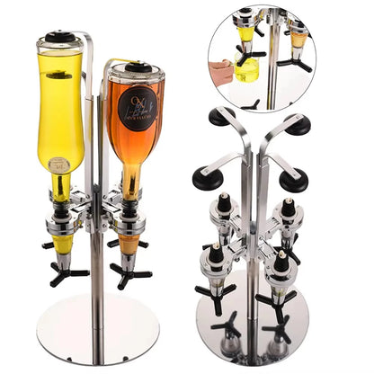 Rotate Beverage Liquor Whiskey Dispenser,Rotating Liquor Dispenser 2/4 Bottle,Standing beer Drink Alcohol Shot Wine Rack for Bar