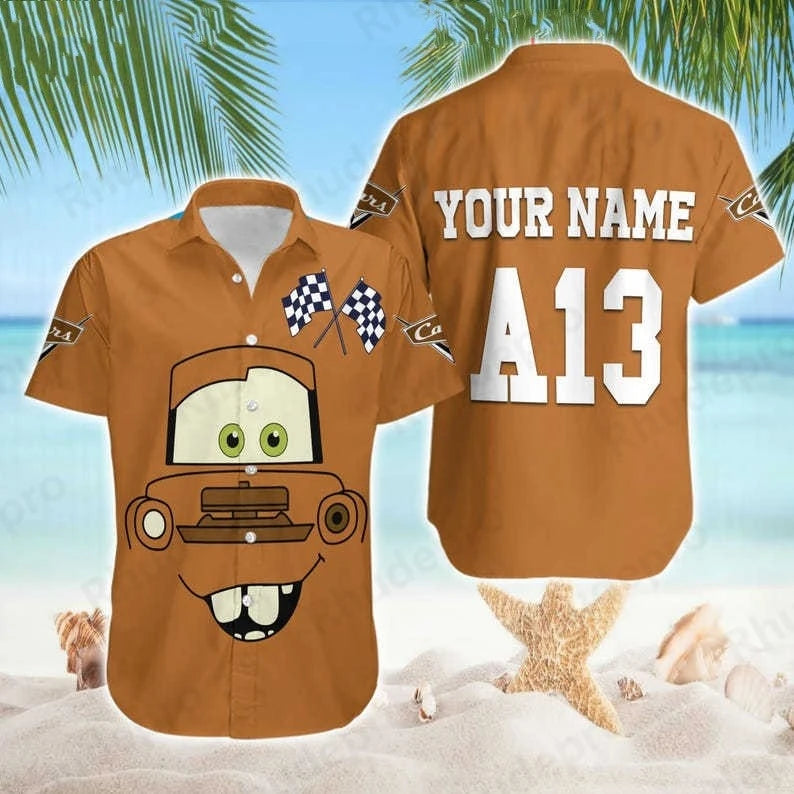 Disney Personalizes Lightning Mcqueen Men Women Shirt Cars Movie Hawaiian Shirt Kids Summer Beach Shirt