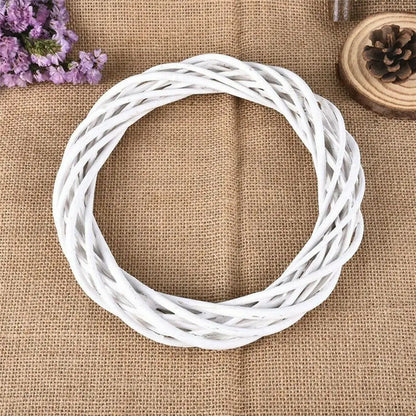 10-30CM Christmas Rattan Ring White Wreath Garland Hanging Vine Ring DIY Craft Xmas Ornaments Xmas Party Decorations