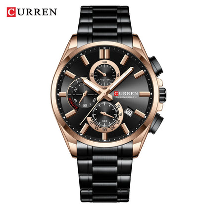 CURREN 8475 New Fashion Men's Quartz Watch Business Calendar Watch 6-Hand Stainless Steel Strap Quartz Watch