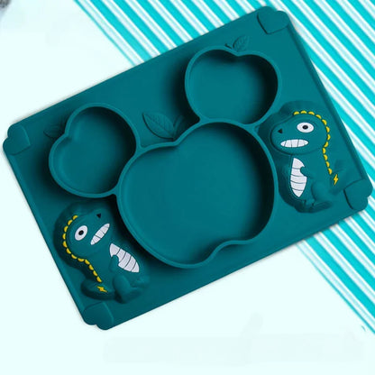 Baby Silicone Partition Supplementary Food Bowl Suction Cup Integrat Baby Dinosaur Dinner Plate Kid Product Anti Drop Tableware
