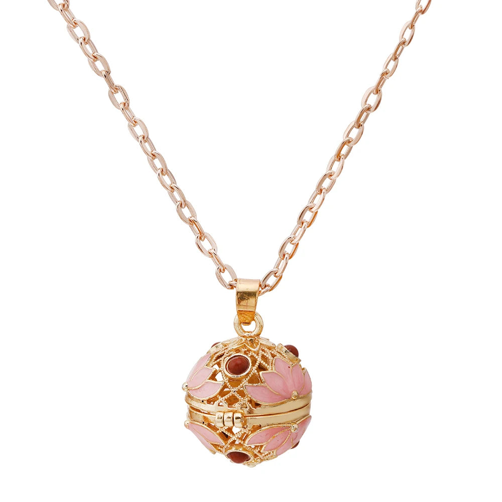 Gradient Cloisonne Aromatherapy Hollow Cage Necklace Essential Oil Diffuser Locket Pendant Music Ball Simple Women Jewelry Gift