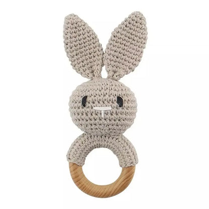 Wooden Rattle Baby Teether for Kids Teething Rings Animal Crochet Rattle Elephant Wooden Babies Gym Montessori Children's Toys