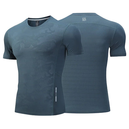 Dry Fit Men Running Shirt Tops Fitness Compression Gym Polyester Sports T-shirt Outdoor Workout Training Muscle Fit Clothing