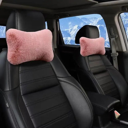 Winter Car Seat Neck Rest Pillow Plush Car Headrest Plush Cushion Warmth And Comfort Universal Lumbar Pillow Support Accessories