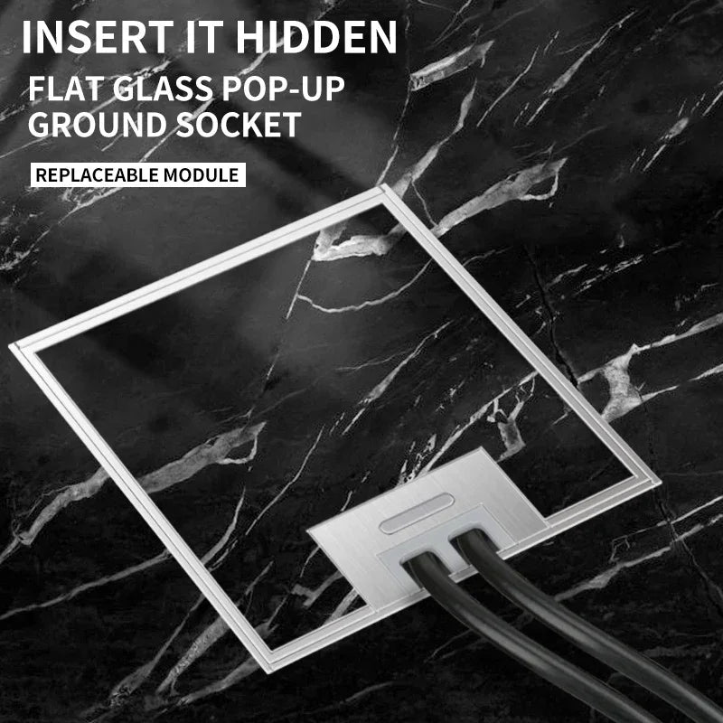1PCS Flat Floor Hidden Socket, EU Electrical Outlet, Embedded Stainless Steel Marble Floor Socket Box for Home and Office Use
