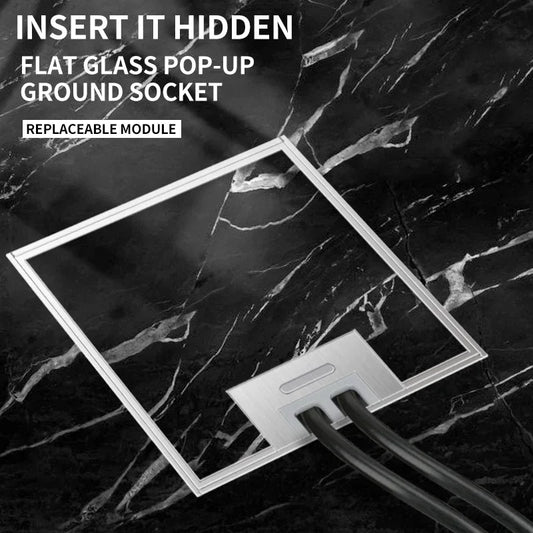 1PCS Flat Floor Hidden Socket, EU Electrical Outlet, Embedded Stainless Steel Marble Floor Socket Box for Home and Office Use