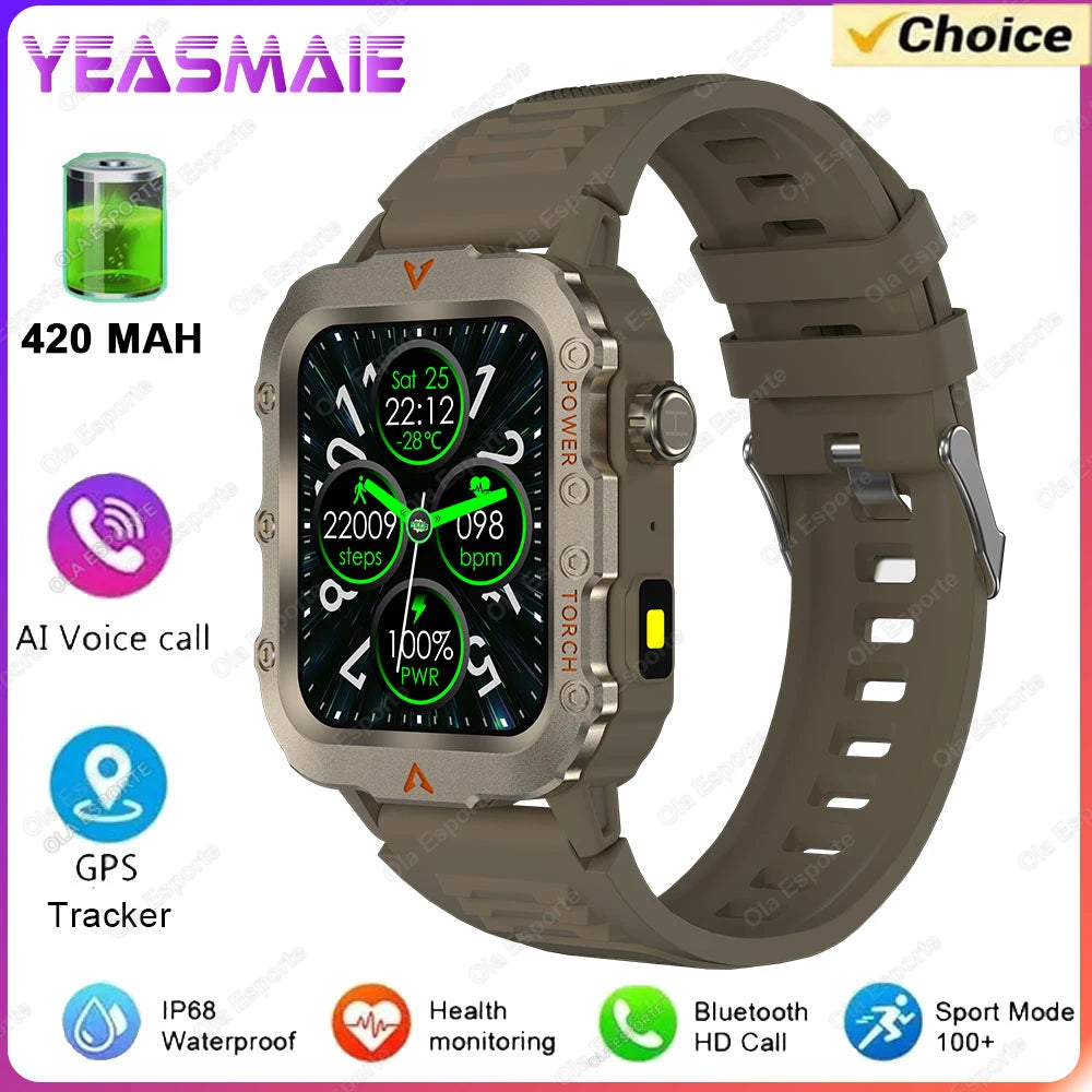 Smart Watch With Flashlight Function, Wireless Calls, Health Monitor，Message Reminders, Suitable For Iphone And Android Phones