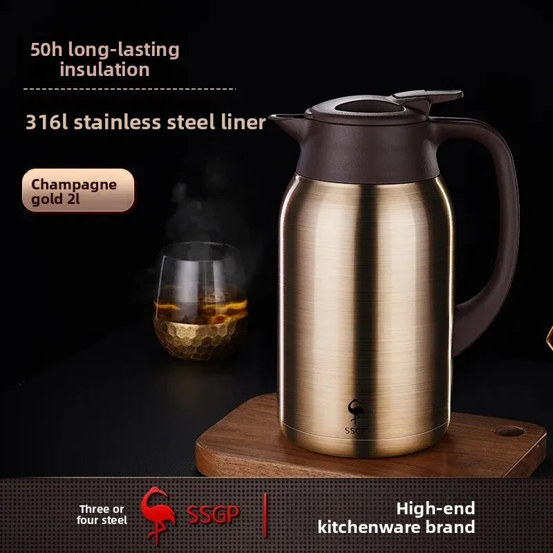 German Three Four Steel 316 Stainless Steel Insulated Tea Pot Home Use Steaming Tea Pot Insulated Water Pot Hot Water Bottle