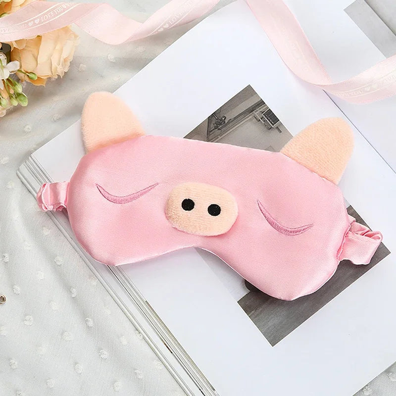Cute Pink Cartoon Piggy Sleeping Mask Travel Relax Eye Cover For Sleep Shading Eye Eye Patch Beauty Health Eye Pads