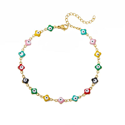 Zircon Cross Anklets For Women Gold Color Stainless Steel Cross Anklet Double Chain Summer Beach Party Jewelry Gift Accessories