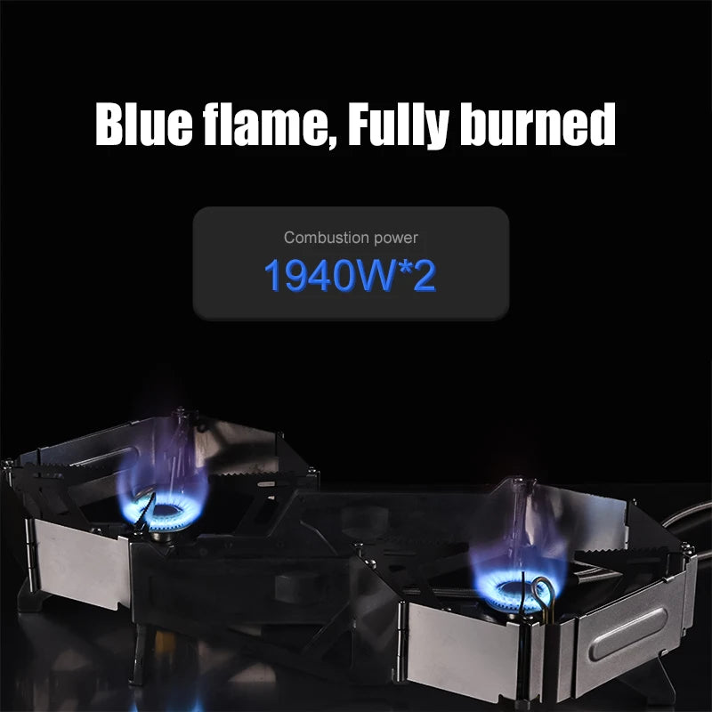 BRS-32 Portable Camping Stove Expandable Double Cooktop Outdoor Folding Gas Burner High Power Ground Stove Camping Furnace