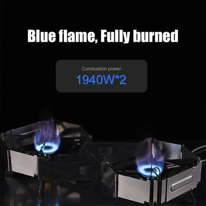 BRS-32 Portable Camping Stove Expandable Double Cooktop Outdoor Folding Gas Burner High Power Ground Stove Camping Furnace