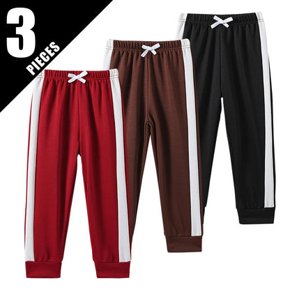 1/3 Piece Autumn And Winter Thin Children's Solid Color Splicing Casual Sports Sweatpants For Boys And Girls Fashionable Pants