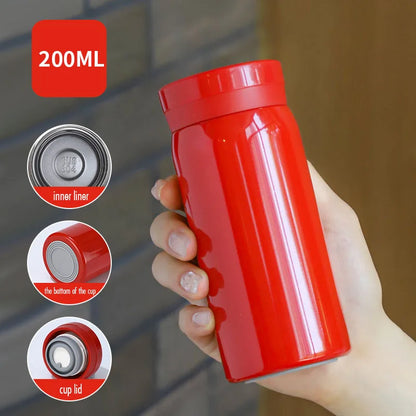 200ml Mini Thermos Cup Double Layer Vacuum Insulation 12 Hours Heat Preservation 304 Stainless Steel Cup Outdoor Portable  Gifts