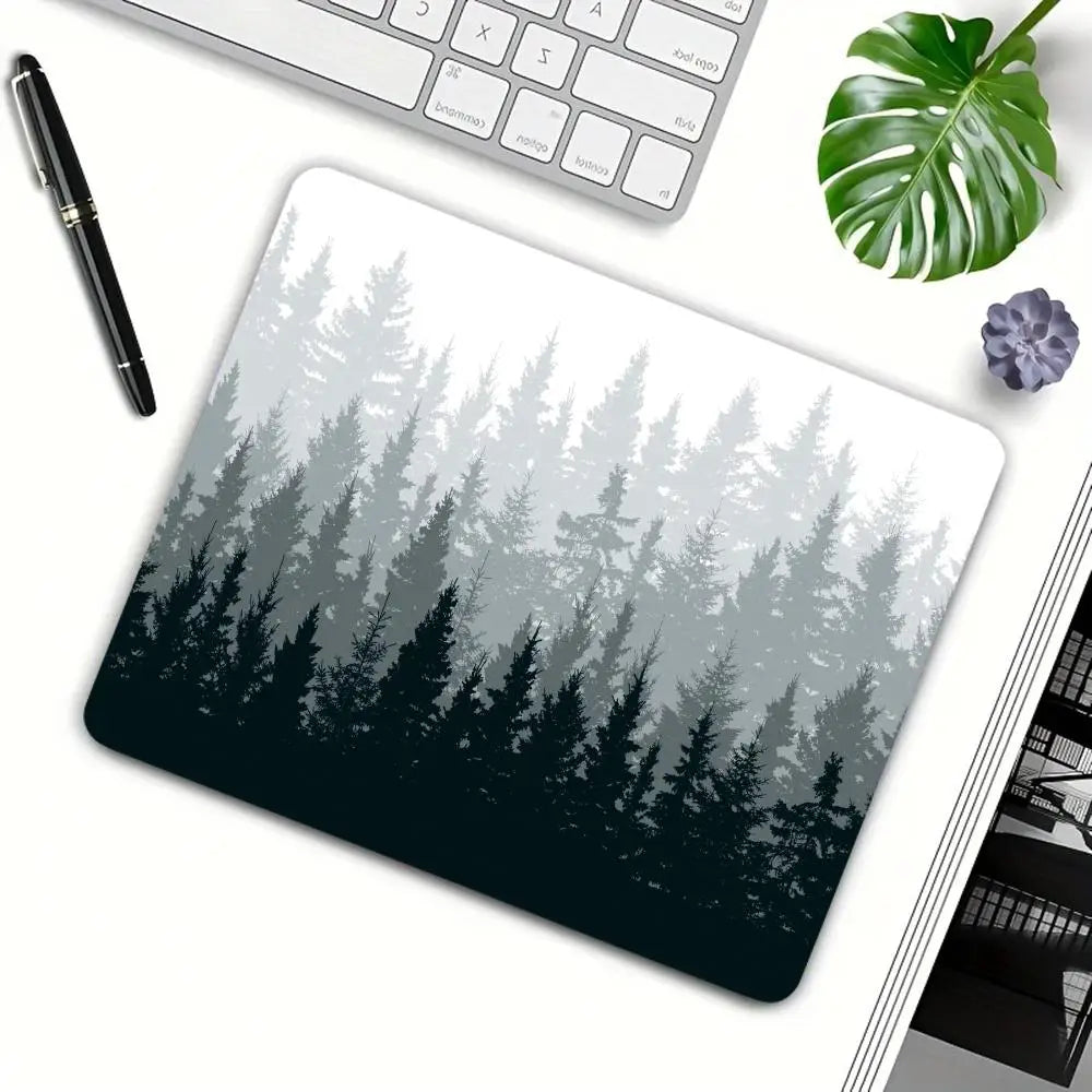 18x22cm Small-sized Gaming Mouse Pad, Black and White Jungle-style Design,laptop Office Pad, Suitable for Office,home,and Gaming