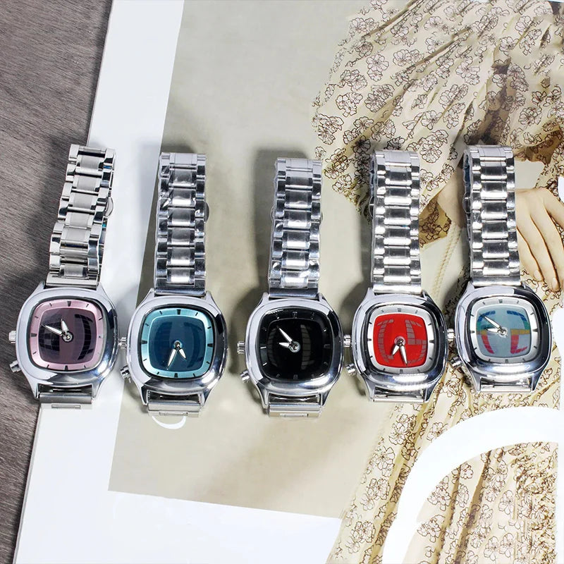PINTIME Y2K Luxury Men's Watch New Conceptual Cool Digit Dial Male Quartz Wristwatch Stainless Steel Waterproof Reloj Man Clock