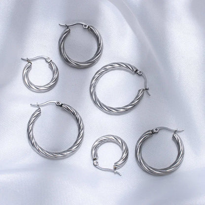 3pair/set Simple Twist Circle Round Hoop Earrings for Women Waterproof Stainless Steel Huggie Ear Buckle Statement Jewelry 2025